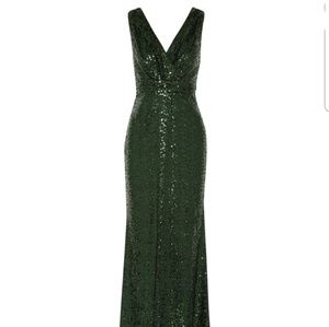 Badgley Mischka Emerald Green Sequined Dress